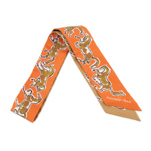 将图像加载到图库查看器中，HERMES Twilly Horse of Liberty Chevaux en Liberte Orange・Cui / Beige・Dore / White Silk100%
