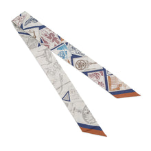 Load image into Gallery viewer, HERMES Twilly Fauve Stamp Enthusiast Blue Moyen / White / PinkH064205S 11 Silk100%
