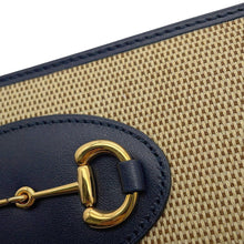 将图像加载到图库查看器中，GUCCI Horsebit 1955 Zip-Around Long Wallet Navy/Beige621889 Canvas/Leather
