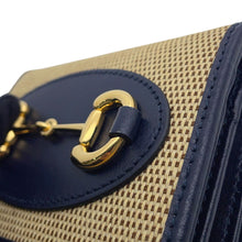 Load image into Gallery viewer, GUCCI Horsebit compact wallet Beige/Navy621887 Canvas/Leather
