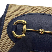 Load image into Gallery viewer, GUCCI Horsebit compact wallet Beige/Navy621887 Canvas/Leather
