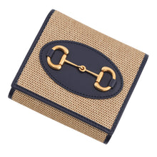 Load image into Gallery viewer, GUCCI Horsebit compact wallet Beige/Navy621891 Canvas/Leather
