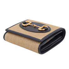 Load image into Gallery viewer, GUCCI Horsebit compact wallet Beige/Navy621891 Canvas/Leather

