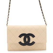 Load image into Gallery viewer, CHANEL CC Logo Chain Wallet Beige/BlackAP5455 Caviar Leather
