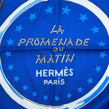 Load image into Gallery viewer, HERMES Giant Square LA PROMENADE DU MATIN Size 140 Blue・Azur/White/ Caramel Cashmere70% Silk30%
