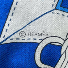 Load image into Gallery viewer, HERMES Giant Square LA PROMENADE DU MATIN Size 140 Blue・Azur/White/ Caramel Cashmere70% Silk30%
