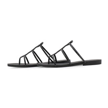 Load image into Gallery viewer, HERMES Mykonos Sandals Black Rubber Size 36
