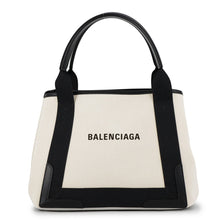 Load image into Gallery viewer, BALENCIAGA Navy Kabas White/Black339933 Canvas Leather Size S
