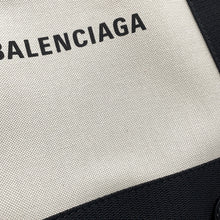 将图像加载到图库查看器中，BALENCIAGA Navy Kabas White/Black339933 Canvas Leather Size S
