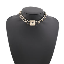 Load image into Gallery viewer, CHANEL CC Logo Choker Metal Leather
