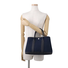 将图像加载到图库查看器中，HERMES Garden Party Blue Marine/Black Toile H Negonda Leather Size TPM
