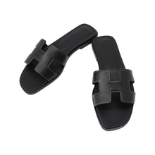 Load image into Gallery viewer, HERMES Oran Sandals Black Box Calf Leather Size 36
