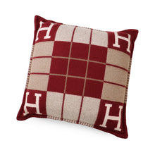 Load image into Gallery viewer, HERMES Avalon III Cushion Ecru/Rouge HH102666M59 Wool90% Cashmere10% Size PM
