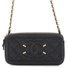 Load image into Gallery viewer, CHANEL CCFiligree Chain Wallet BlackA84450 Caviar Leather
