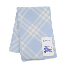 Load image into Gallery viewer, BURBERRY Check Wool Scarf Dive Blue81258301 Wool100%

