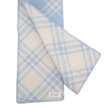 Load image into Gallery viewer, BURBERRY Check Wool Scarf Dive Blue81258301 Wool100%
