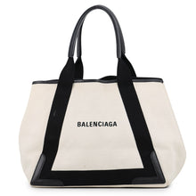 将图像加载到图库查看器中，BALENCIAGA Navy Kabas Ivory/Black581292 Canvas Leather Size M
