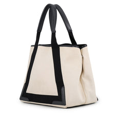 Load image into Gallery viewer, BALENCIAGA Navy Kabas Ivory/Black581292 Canvas Leather Size M
