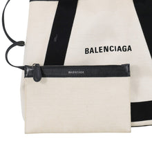 将图像加载到图库查看器中，BALENCIAGA Navy Kabas Ivory/Black581292 Canvas Leather Size M

