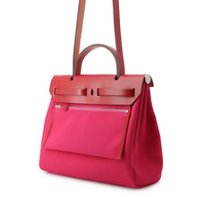 Load image into Gallery viewer, HERMES Herbag zip Rose Mexico/Rouge Piman Toile H Vache Hunter Leather Size PM
