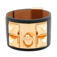 Load image into Gallery viewer, HERMES Collier de Chien Bangle Size XS Black Epsom Swift Leather
