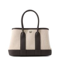 HERMES Neo Garden Ebene/Ecru Toile H Negonda Leather Size 23