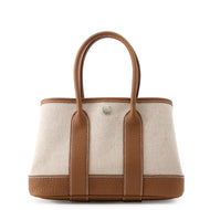 HERMES Neo Garden Gold/Ecru Toile H Negonda Leather Size 23