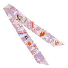 Load image into Gallery viewer, HERMES Twilly Flying Carre Carres Volants Lilas/Rose Pale/Orange Silk100%
