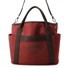 Load image into Gallery viewer, HERMES Sucked Pansage Groom Rouge H/Chocolat Toile Chevrons Canvas
