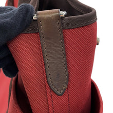 Load image into Gallery viewer, HERMES Sucked Pansage Groom Rouge H/Chocolat Toile Chevrons Canvas
