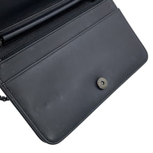 Load image into Gallery viewer, CHANEL Chain Wallet Chevron Black/Metalic Blue Lambskin
