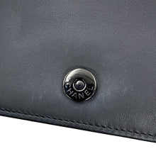 Load image into Gallery viewer, CHANEL Chain Wallet Chevron Black/Metalic Blue Lambskin
