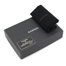 Load image into Gallery viewer, CHANEL Chain Wallet Chevron Black/Metalic Blue Lambskin
