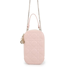 将图像加载到图库查看器中，Dior Lady Dior Call'in Dior Cannage 2-Way Phone Holder Powder PinkS0872ONMJ Lambskin
