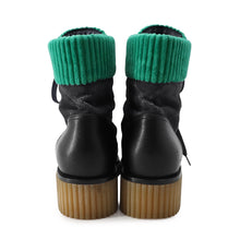 将图像加载到图库查看器中，CHANEL CC Logo Combat Boots Navy/GreenG36536 Suede leather Size 37 1/2 C
