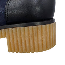 将图像加载到图库查看器中，CHANEL CC Logo Combat Boots Navy/GreenG36536 Suede leather Size 37 1/2 C
