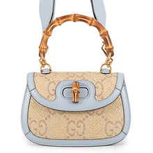 Load image into Gallery viewer, GUCCI GUCCI Bamboo 1947 2WAY Shoulder Bag Natural/Blue675797 UWBJT 8722 GGRaffia Leather Size Small
