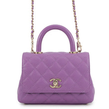 Load image into Gallery viewer, CHANEL Coco Handle 2WAY Handbag PurpleAS2215 Caviar Leather Size XXS
