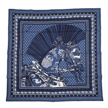 Load image into Gallery viewer, HERMES Carre Cheval Punk Bandana Size 65 Blue/Navy Cashmere70% Silk30%
