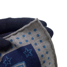 Load image into Gallery viewer, HERMES Carre Cheval Punk Bandana Size 65 Gray/Blue Cashmere70% Silk30%
