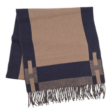 Load image into Gallery viewer, HERMES Scarf HPassant Navy/Brown Cashmere100%
