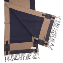 Load image into Gallery viewer, HERMES Scarf HPassant Navy/Brown Cashmere100%
