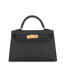 将图像加载到图库查看器中，HERMES Mini Kelly 2 Black Epsom
