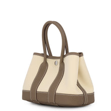 将图像加载到图库查看器中，HERMES Neo Garden Vanilla/Etoupe Toile Officier Negonda Leather Size 23
