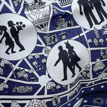 Load image into Gallery viewer, HERMES Carre: The New Lovers of Paris Size 55 Marine/Noir/Blanc Silk100%
