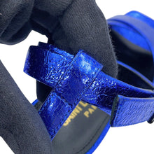 将图像加载到图库查看器中，SAINT LAURENT PARIS Sandals Metalic Blue493035 Leather Size 37 1/2
