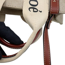 将图像加载到图库查看器中，Chloe Woody Tote Bag Beige/BrownCHC22AS397I2690U Canvas Calf Leather Size Small

