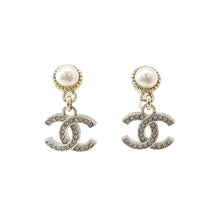 将图像加载到图库查看器中，CHANEL CC LogoFaux Pearl Earrings Gold Gold Plated Rhinestone Faux Pearl
