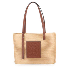 将图像加载到图库查看器中，LOEWE square basket bag Natural/TanA223099402 Raffia Leather Size Small
