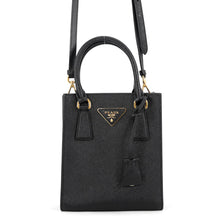 将图像加载到图库查看器中，PRADA Saffiano Leather 2way Handbag Black1BA358_NZV_F0002 Saffiano LeatherLeather
